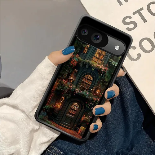 Vista 1316 de Compatible con Google Pixel 4A 5G Mobile Case Creative Acrylic Panel trasero Silicona Protección Grip especialmente diseñado para Google Pixel 4A 5G