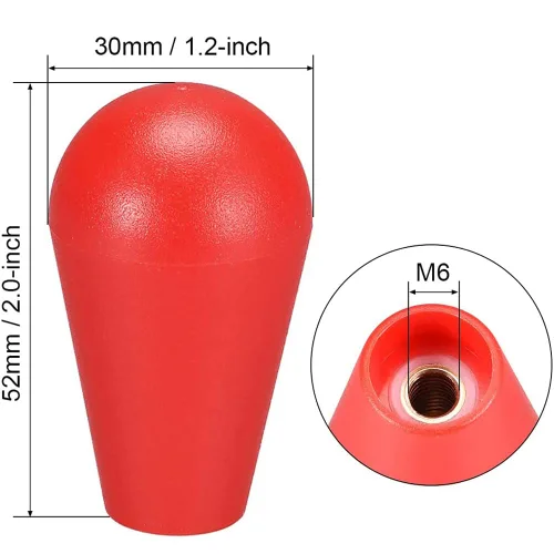 Vista 3 de 2 piezas ovaladas de cabeza de joystick de bola superior elipse pomo para piezas de repuesto de arcada DIY (2 rojo)