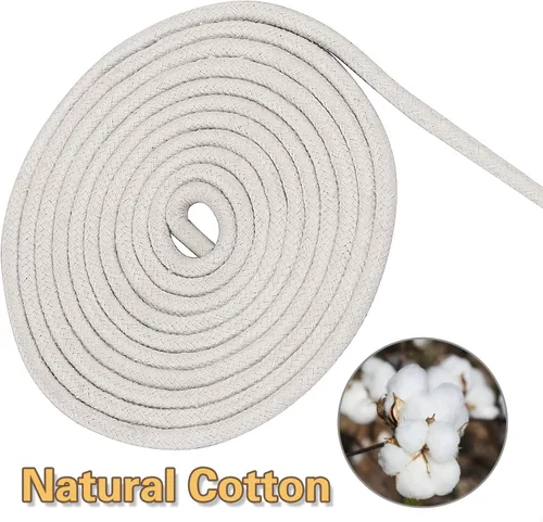 Vista 2 de KEILEOHO Cuerda de algodón natural de 1/4 de pulgada, 164 pies de longitud, cuerda blanca para manualidades, hilo de tejer, cuerda resistente