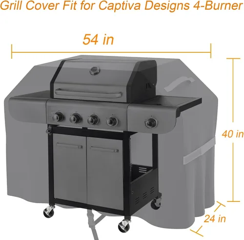 Vista 2 de Captiva Designs - Cubierta para parrilla de barbacoa de gas propano de 4 quemadores, ligera y duradera, resistente al agua, cubierta de 54 pulgadas
