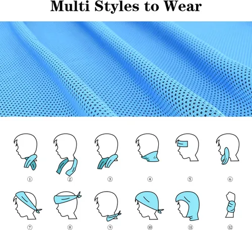 Vista 4 de Toalla de enfriamiento, paquete de 4 toallas de microfibra fría fría para la cabeza, bandana para el cuello (40 x 12 pulgadas) para atletas