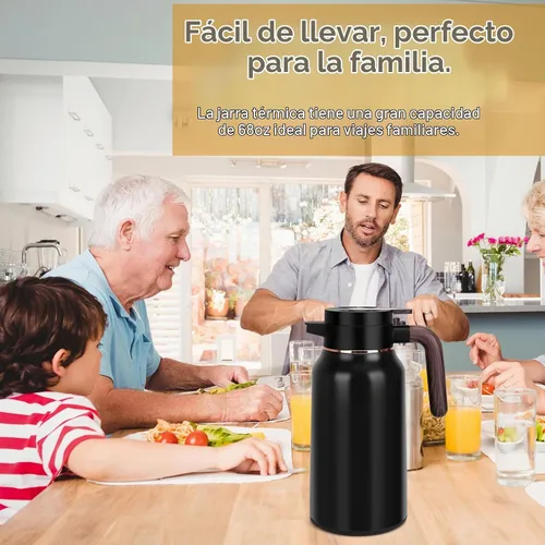 Vista 7 de Jarra térmica de café de 68 onzas, jarras de acero inoxidable para líquidos calientes las 24 horas, jarras de café aisladas para mantener el café