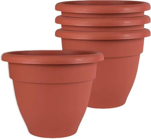 Vista 21 de The HC Companies, Caribbean - Maceta de plástico y ligera de 6 pulgadas para interiores y exteriores, maceta para hierbas y flores, color negro