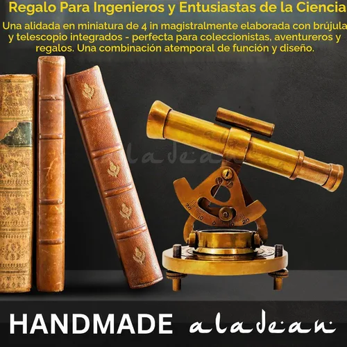 Vista 3 de Telescopio decorativo Alidade de latón de 4 pulgadas con brújula base regalos (4 pulgadas)