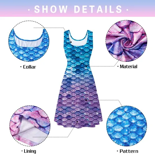 Vista 55 de uideazone - Vestido de mujer sin mangas cuello redondo de verano, para playa, casual, Midi línea A.