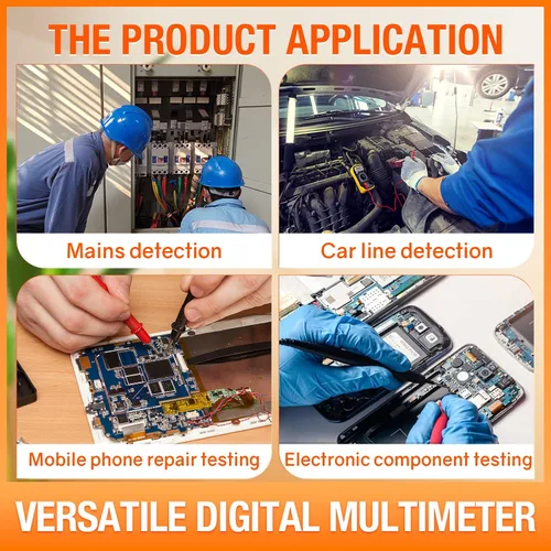 Vista 6 de Multímetro digital de 2000 cuentas con voltímetro de CA CC y probador de amplificador de voltaje de ohmios; mide voltaje, corriente, resistencia