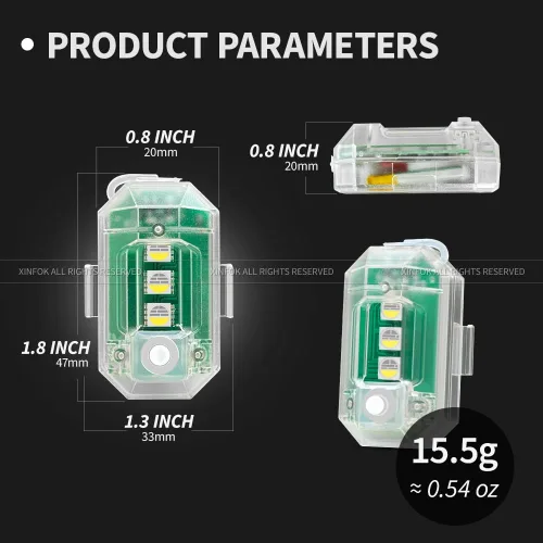 Vista 2 de 8 luces estroboscópicas LED inalámbricas con control remoto, luces estroboscópicas LED RGB para aeronaves de alto brillo, 8 colores, impermeable