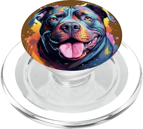 Vista 8 de American Bully Portrait Arte de retrato en color PopSockets Standard PopGrip