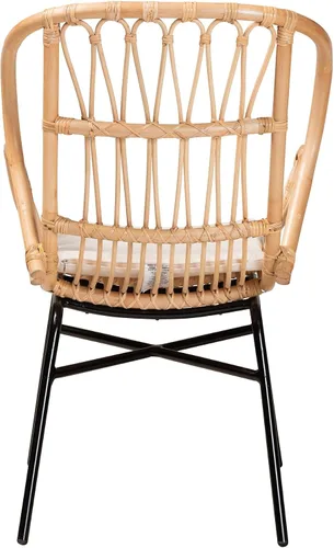 Vista 6 de bali & pari Caelia - Silla de comedor moderna bohemia de ratán natural y metal negro