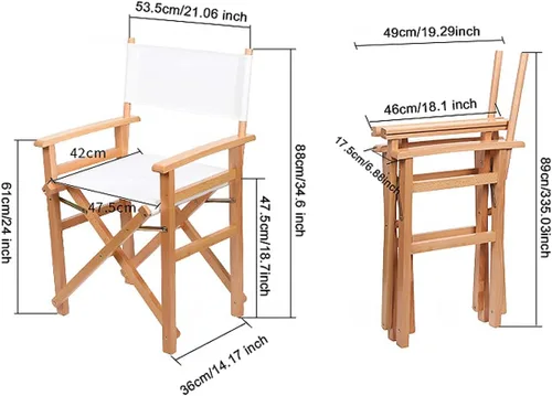 Vista 4 de Silla de director 20.86 pulgadas de largo x 16.14 pulgadas de ancho, kit de fundas de repuesto de lona para sillas de director, silla de película