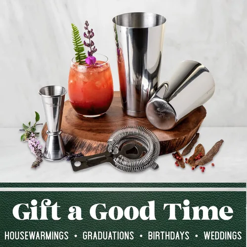 Vista 6 de Mixology & Craft Boston - Juego de coctelera con martini pesado, juego de coctelera incluye colador y jigger japonés, gran juego de barra de regalo