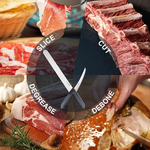 Vista 6 de DELFINA - Juego de cuchillos profesionales de 2 piezas para barbacoa y carnicero, juego de cuchillos de chef de acero inoxidable de alta calidad