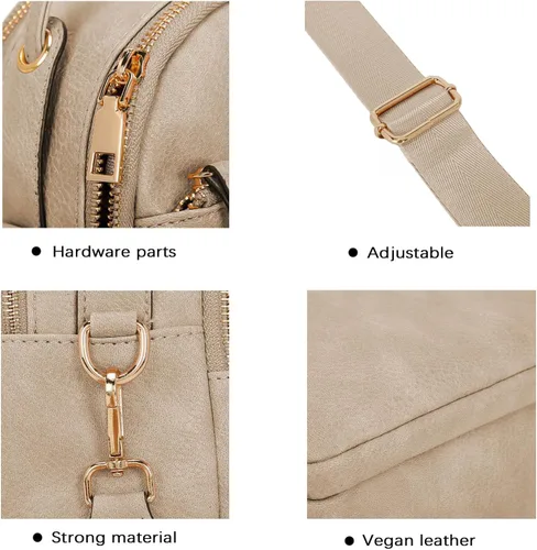 Vista 4 de E Bolso cruzado casual con múltiples bolsillos para mujer, ligero, mediano, con correa ajustable