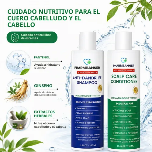Vista 5 de PHARMBANNER Champú y acondicionador anticaspa para el cuero cabelludo