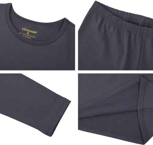 Vista 6 de Conjunto de ropa interior térmica para niñas con tejido polar térmico en parte superior e inferior