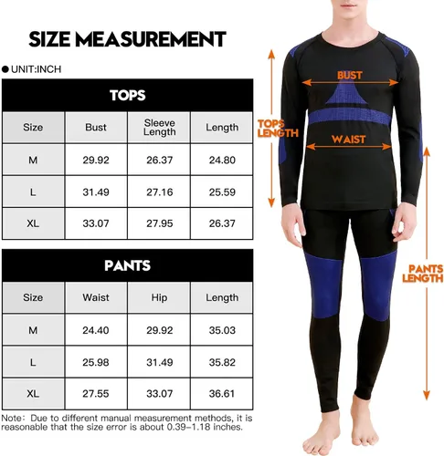 Vista 6 de JoofEric Conjunto de ropa interior térmica para hombre, forro polar, parte superior e inferior, ropa interior cálida y larga, trajes deportivos