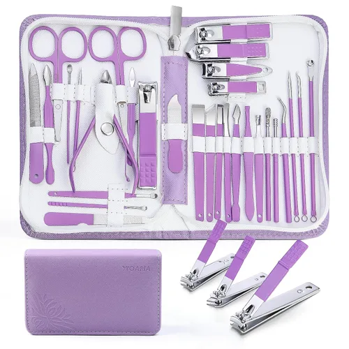 Vista 15 de WOAMA - Juego de manicura de 30 piezas y kit de pedicura, juego profesional de cortaúñas de acero inoxidable, kit de manicura y uñas para mujeres