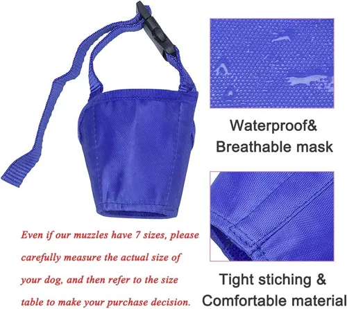 Vista 4 de Coppthinktu Bozal para perro, 7 bozales para morder, ladrar, masticar, cubierta ajustable para la boca de perro para perros pequeños, medianos