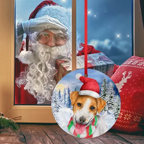 Vista 9 de Jack Russell Terrier - Adorno de Navidad para perro, adorno de Navidad para árbol de Navidad, adorno colgante para cachorro, adorno de cerámica