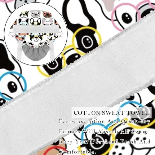 Vista 2 de FFLOWER 2 gorras de trabajo para mujer con botón, lindo bulldog francés largo, con cinta, con cordones