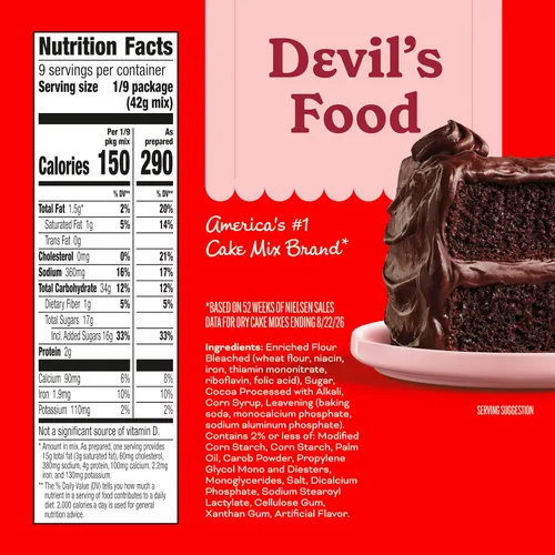 Vista 2 de Betty Crocker, Super Wet - Mezcla de pastel de comida del diablo, 13.25