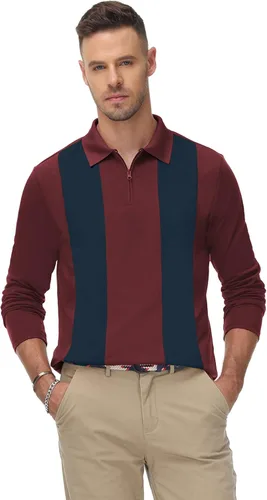 Vista 3 de PJ PAUL JONES Polo de golf a rayas para hombre, ajuste clásico, manga corta