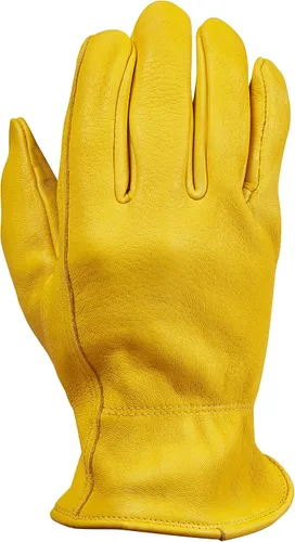 Vista 7 de Saranac Poygan - Guantes de piel de ciervo prémium para hombre, color negro, grande, sin forro, de grano completo, guantes de trabajo de cuero suave
