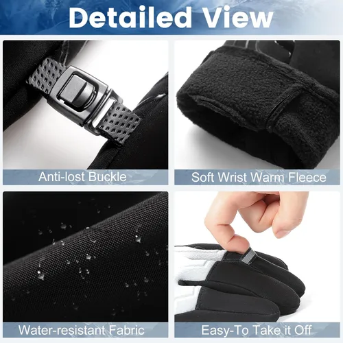 Vista 7 de Otevan Guantes de invierno para hombres y mujeres, guantes deportivos térmicos impermeables para hombres y mujeres para ciclismo, senderismo