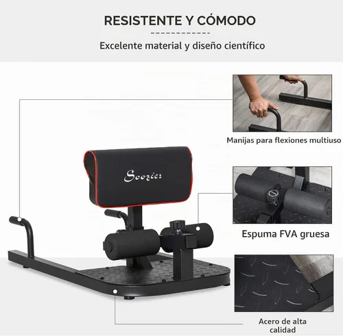 Vista 4 de Soozier 3-in-1 Padded Push Up Sit Deep Sissy Squat Machine Home Gym Fitness Equipment