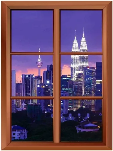 Vista 13 de wall26 Adhesivo de pared extraíble/mural de pared – A Veiw of Manhattan Skyline – Adhesivo de vinilo creativo para ventana – 24 x 32 pulgadas