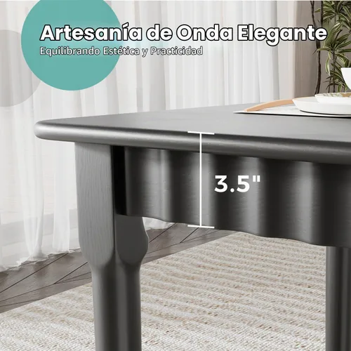 Vista 5 de Mesa de comedor de madera maciza de 59 pulgadas para 4-6, fácil
