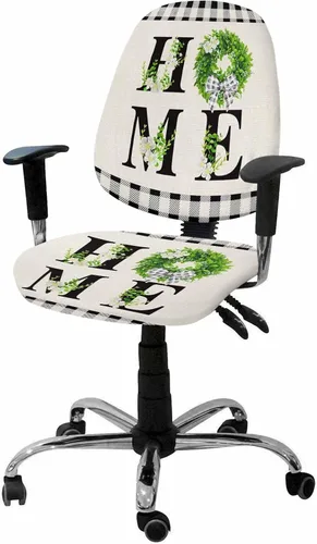 Vista 9 de Fundas elásticas para silla de oficina con diseño de pájaros morados, 2 piezas, suave, decorativo, protector para silla de escritorio, protector