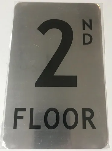 Vista 4 de Signo de piso 2º (cepillo de aluminio, 5X8)-La línea Mont Argent.