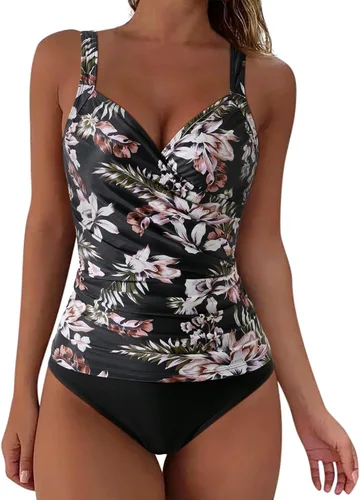 Vista 37 de SUUKSESS Traje de baño tankini sexy con efecto de realce y control de abdomen para mujer