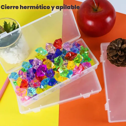 Vista 7 de 10 cajas de almacenamiento de plástico de 6 pulgadas, pequeños recipientes de almacenamiento con tapas con bisagras, cajas transparentes