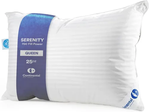 Vista 18 de Continental Bedding Serenity Collection 700 Fill Power - Almohada de plumón húngara en tamaño bajo, mediano, extra loft, plumón certificado RDS