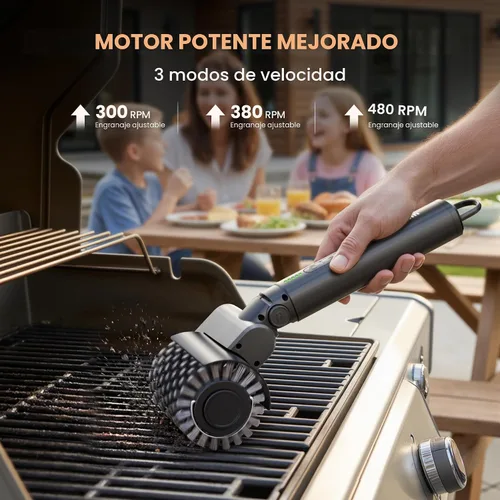 Vista 2 de Leebein Cepillo eléctrico para parrilla al aire libre, limpiador de parrilla TikTok 2026 con 3 cabezales, cepillo giratorio inalámbrico de 3