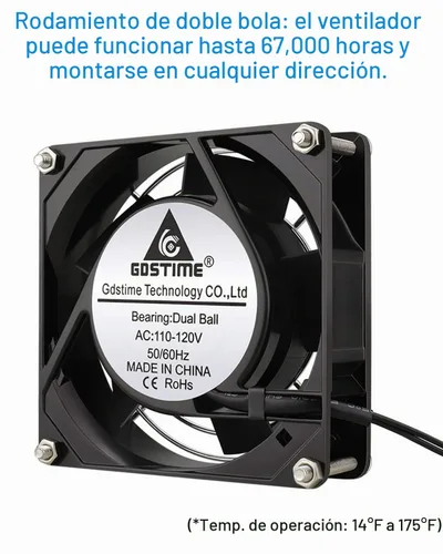 Vista 4 de GDSTIME AXIAL 9225 - Ventilador para muffins, 120 V CA 3.622 in x 0.984 in, rodamiento de bolas doble