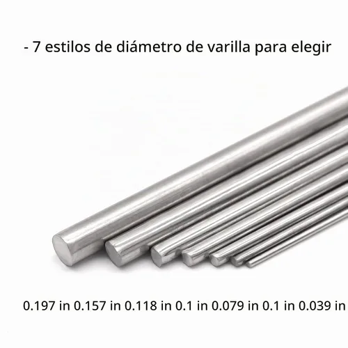 Vista 4 de Varilla redonda de acero inoxidable 304 de 0.118 in x 11.811 in, varillas de eje sólido de metal, barra de torno para manualidades