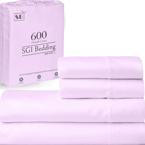Vista 6 de SGI Bedding - Juego de sábanas de 600 hilos, 4 piezas, 100% de algodón egipcio, tamaño completo, juego de sábanas con bolsillo profundo de 38 cm