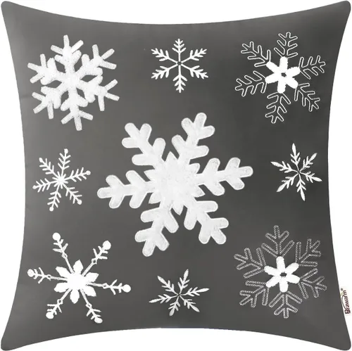 Vista 14 de BRAWARM Christmas Reindeer Pillow Cover 18x18 Black Velvet Embroidered Reno negro