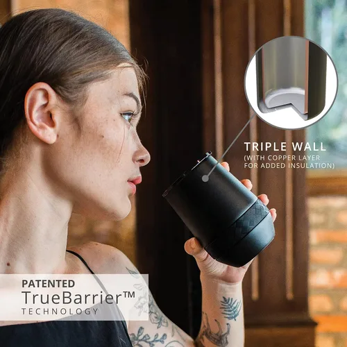 Vista 3 de Elemental Vaso de Vino Recess - Taza de Café de Acero Inoxidable con Triple Pared Aislante para Bebidas Calientes y Frías - Taza Portátil con Tapa