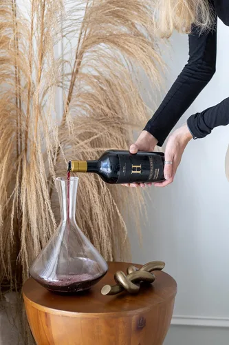 Vista 4 de Hotel Collection - Decantador de vino Decantador pequeño para airear vino hecho de vidrio transparente Enfoca los vapores de aroma y elimina