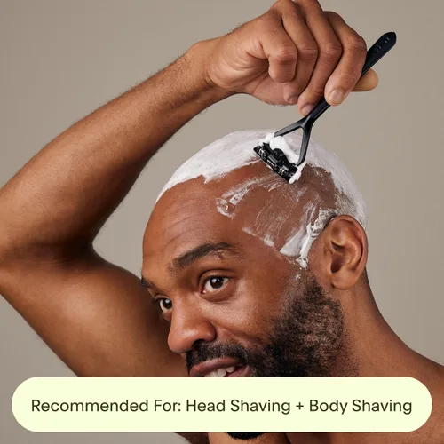 Vista 15 de Leaf Shave Juego de navajas Leaf, navaja de seguridad totalmente metálica con cabezal pivotante y carga ajustable de cuchillas, incluye soporte a