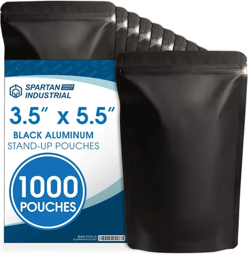 Vista 18 de Spartan Industrial Bolsas de Mylar de Pie de 3.5" X 5.5" Negro Mate - 100 Bolsas Pequeñas a Prueba de Olores con Apertura Termosellable y Cremallera