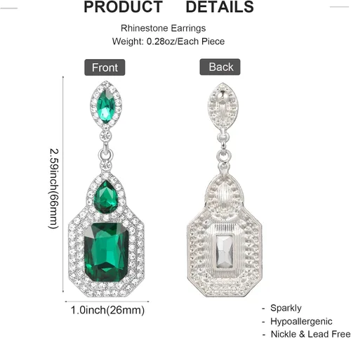 Vista 6 de Aretes vintage con diamantes de imitación para mujer, diseño de araña de cristal elegante, aretes colgantes para mujer, formal, boda, novia, fiesta