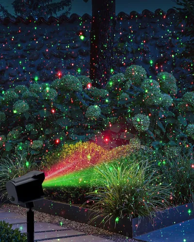 Vista 8 de Proyector de luces de Navidad para exteriores, proyector de luz láser de carcasa de metal grueso, luz roja y verde para decoración de Navidad