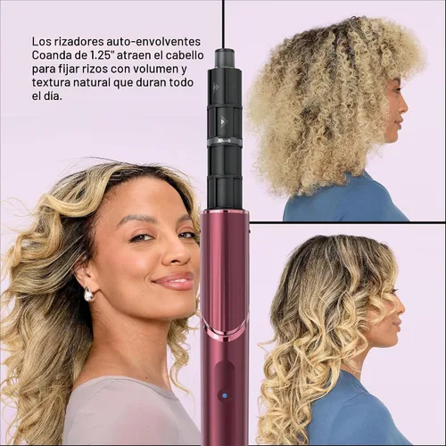 Vista 6 de Shark FlexStyle, sistema Air Multi-Styler y secado, cereza negra, HD457CR Sin daños por calor, un giro entre la secadora y el moldeador, 4 ajustes
