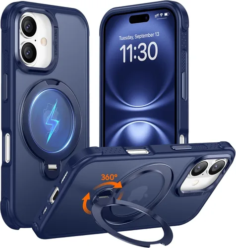 Vista 24 de Magnética para iPhone 12 e iPhone 12 Pro Funda, [con Soporte de Anillo Magnético Invisible Giratorio 360°][A Prueba de Golpes][Compatible