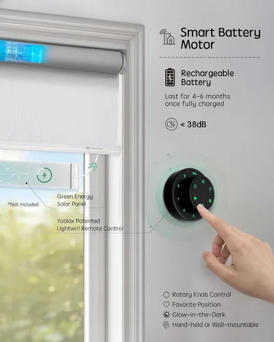 Vista 4 de Yoolax Persianas eléctricas impermeables con control remoto para ventanas, persianas eléctricas opacas, persianas enrollables motorizadas funcionan